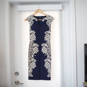 Navy blue dress with beige lace from modcloth